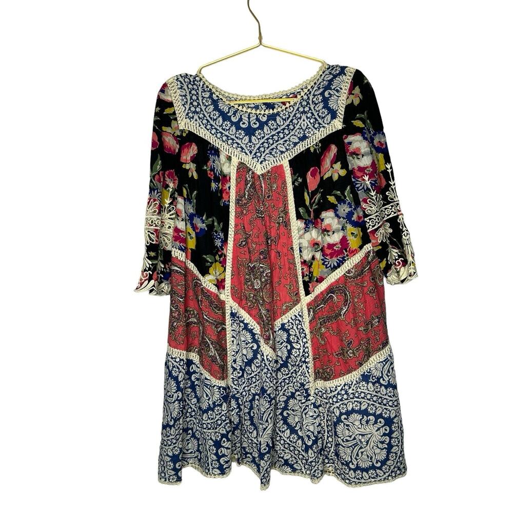 Anthropologie‎ Vanessa Virginia Inez Swing Dress 2 Patchwork Boho